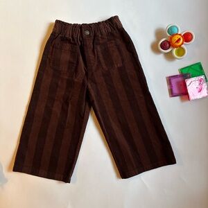 Zara Kids Brown Striped Corduroy Wide Leg Pants